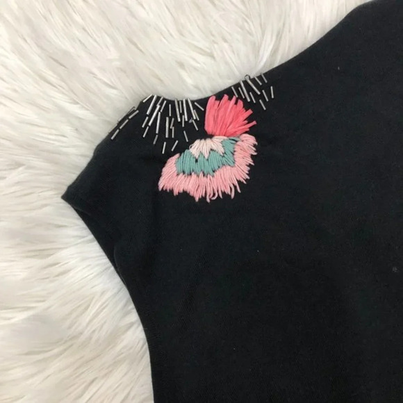 Nanette Lepore Embroidered Dress Black Knit XS - Picture 6 of 6